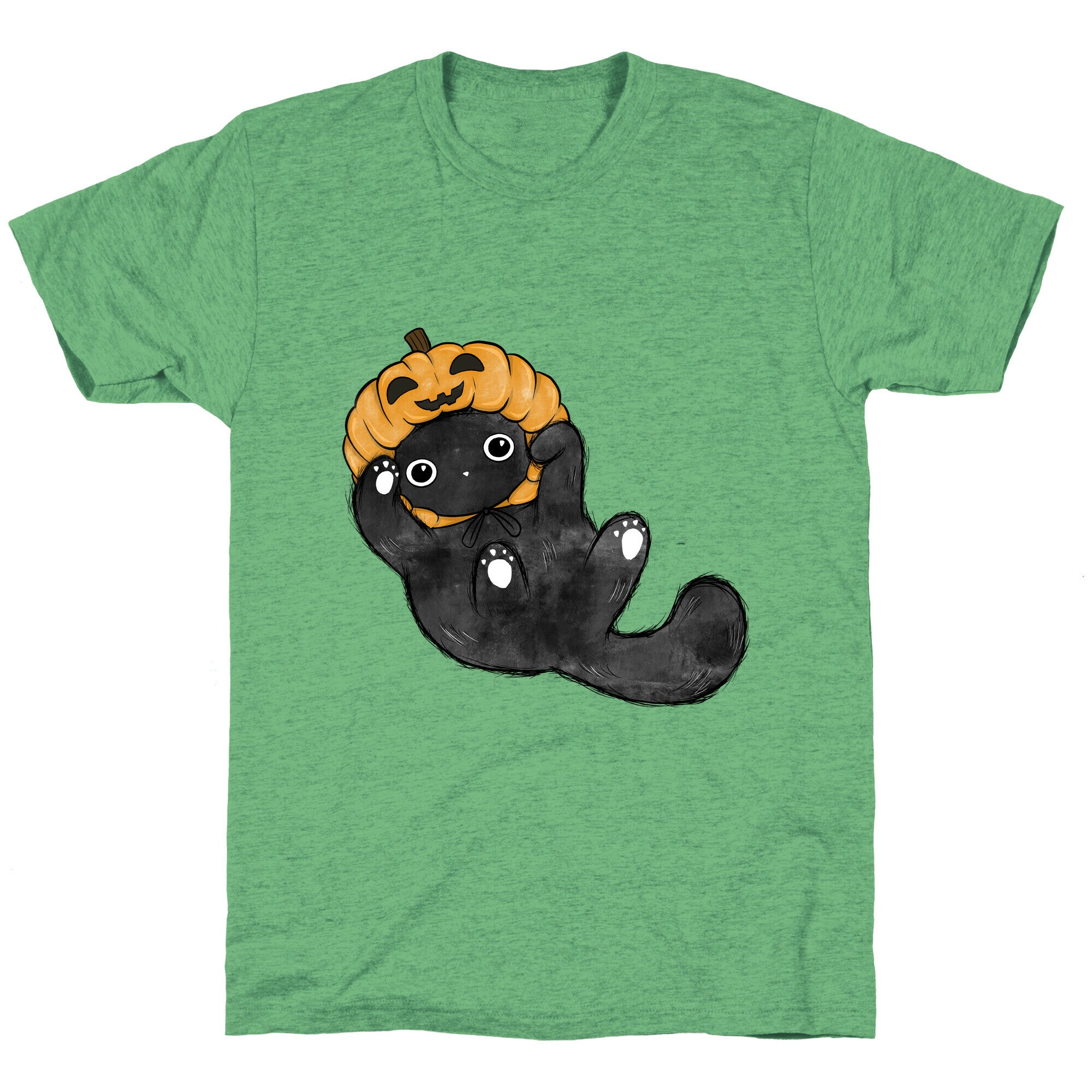 Halloween Pumpkin Cat  Unisex Triblend Tee